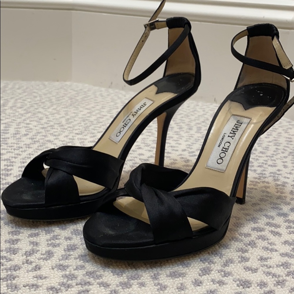 Satin Jimmy Choo dressy strappy high heel sandals
